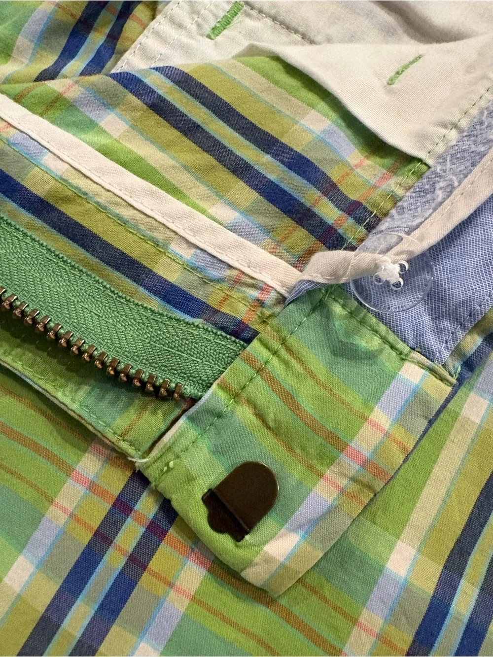 J.Crew Men’s Madras Plaid Cotton Shorts Green Blue Size 35